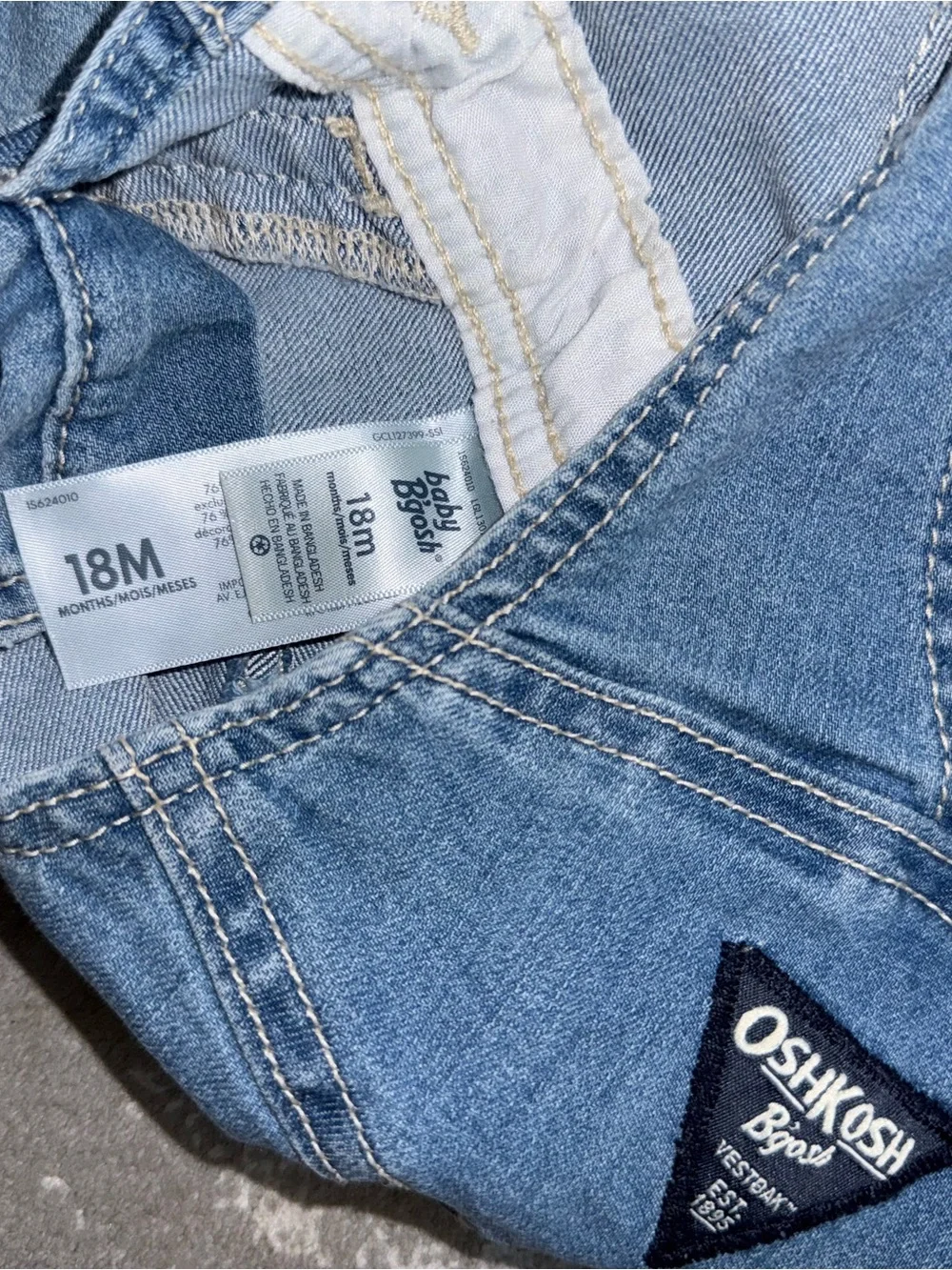 OshKosh B'gosh Blue Denim Kids Relaxed Overalls Vest